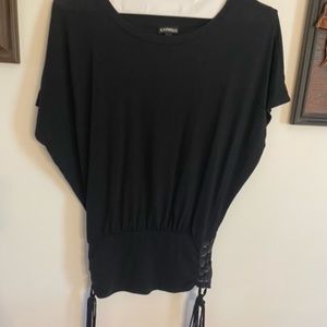 Express Black ribbed sides tie, cap sleeves sweater ,Size S/P